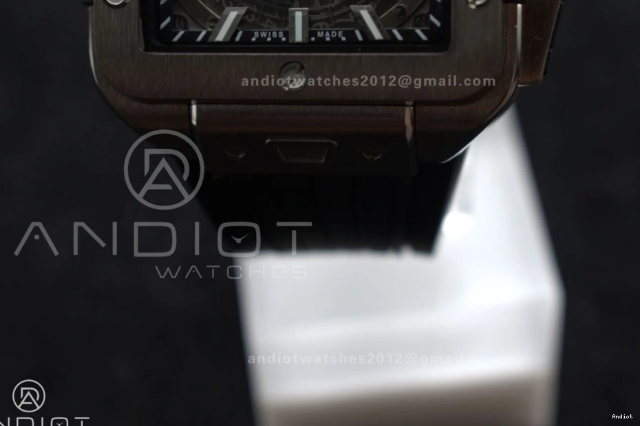 Strap 1:1 Edition Black Best Rubber Unico BBF Titanium on Bang 42mm Square A1280 Skeleton Dial 1120